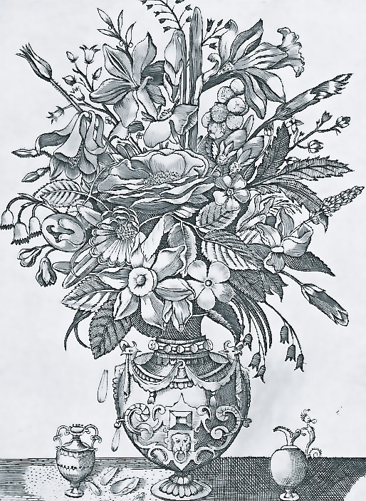 still life floral bouquet drawing