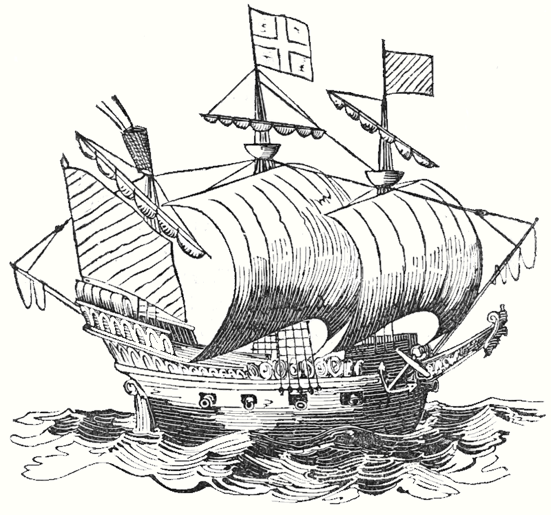 Historical Sailing Ship Drawing - The Golden Hind.