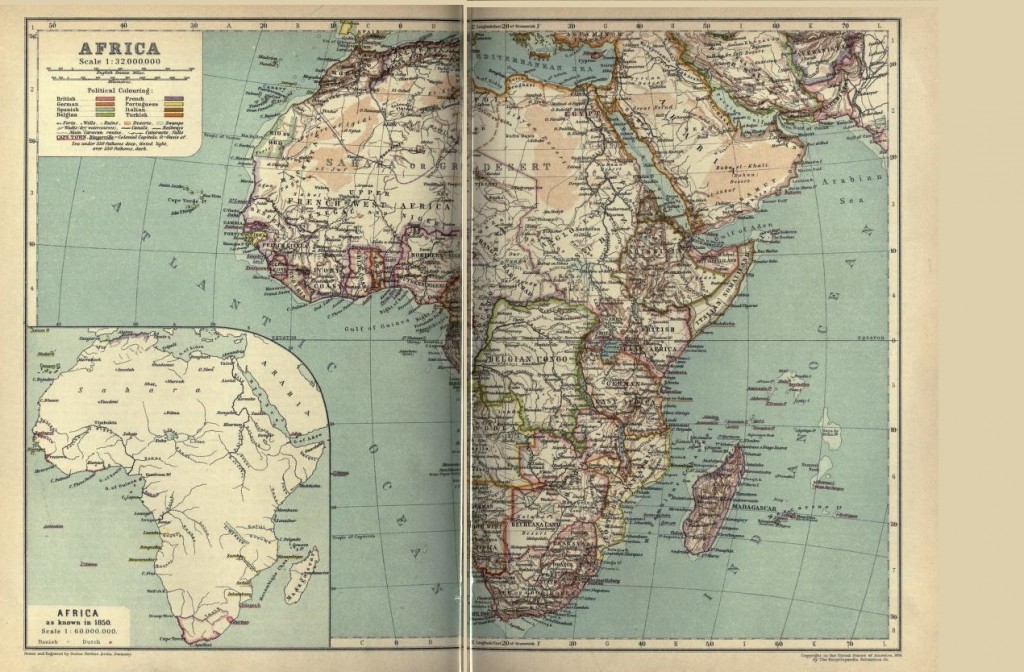 vintage africa map from 1850