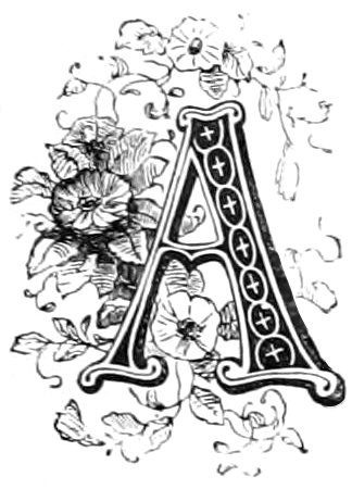 letter A with morning glories