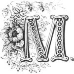 Pretty letter M image with a large flower.