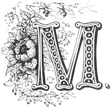 Pretty letter M image with a large flower.