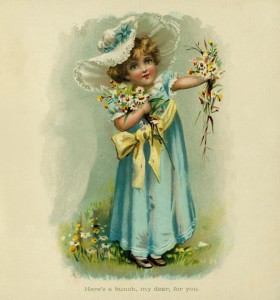 Little Girl with Flowers - ReusableArt.com