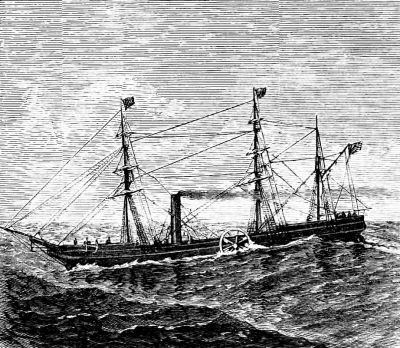 Ocean Steam Ship Drawing