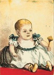 Pouting Baby with Rattle