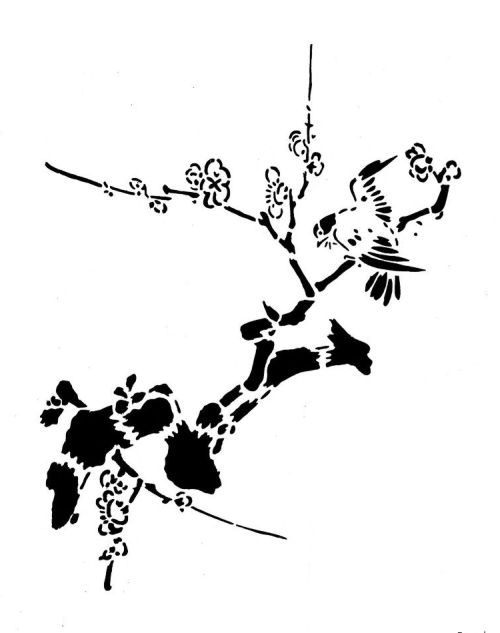 Japanese Bird Stencil
