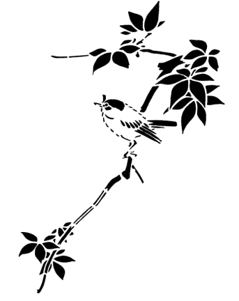 Japanese Style Bird Stencil
