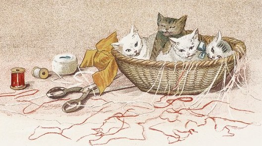 Kittens in Sewing Basket
