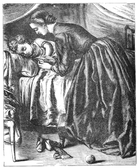 Drawing of Mother and Child Praying
