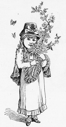 Girl with Flowers Drawing