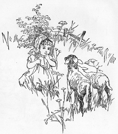 Girl and Lambs