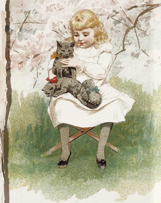 Drawing of A Girl & Her Kittens