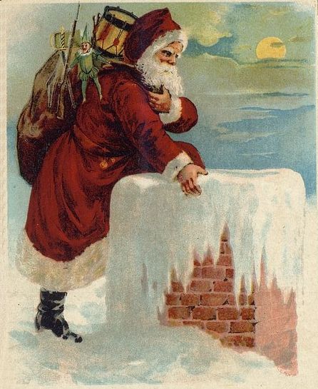 Santa Coming Down the Chimney Drawing
