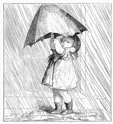 Drawing Girl Dog Rainbow Umbrella Rain Colour Red Coat Framed Print  B12X8477, Black : Amazon.de: Home & Kitchen