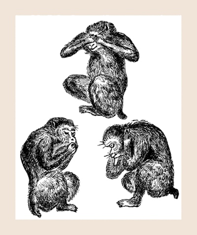 see no evil, speak no evil, hear no evil monkey drawing