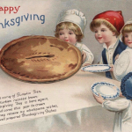 Thanksgiving Dishes, vintage holiday postcard