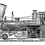 vintage locomotive drawing