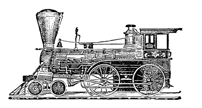 vintage locomotive drawing
