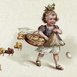 vintage hatching easter basket post card