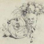 vintage sketch of man with fruit